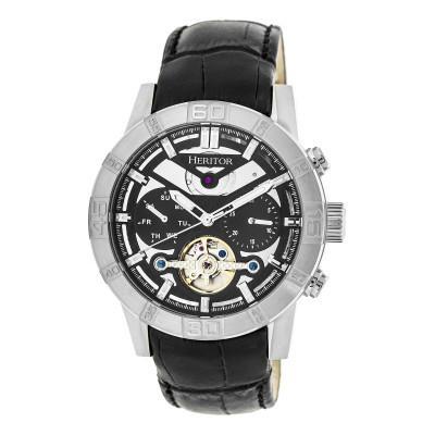 Heritor Automatic Hannibal Semi-Skeleton Leather-Band Watch - Ruumur