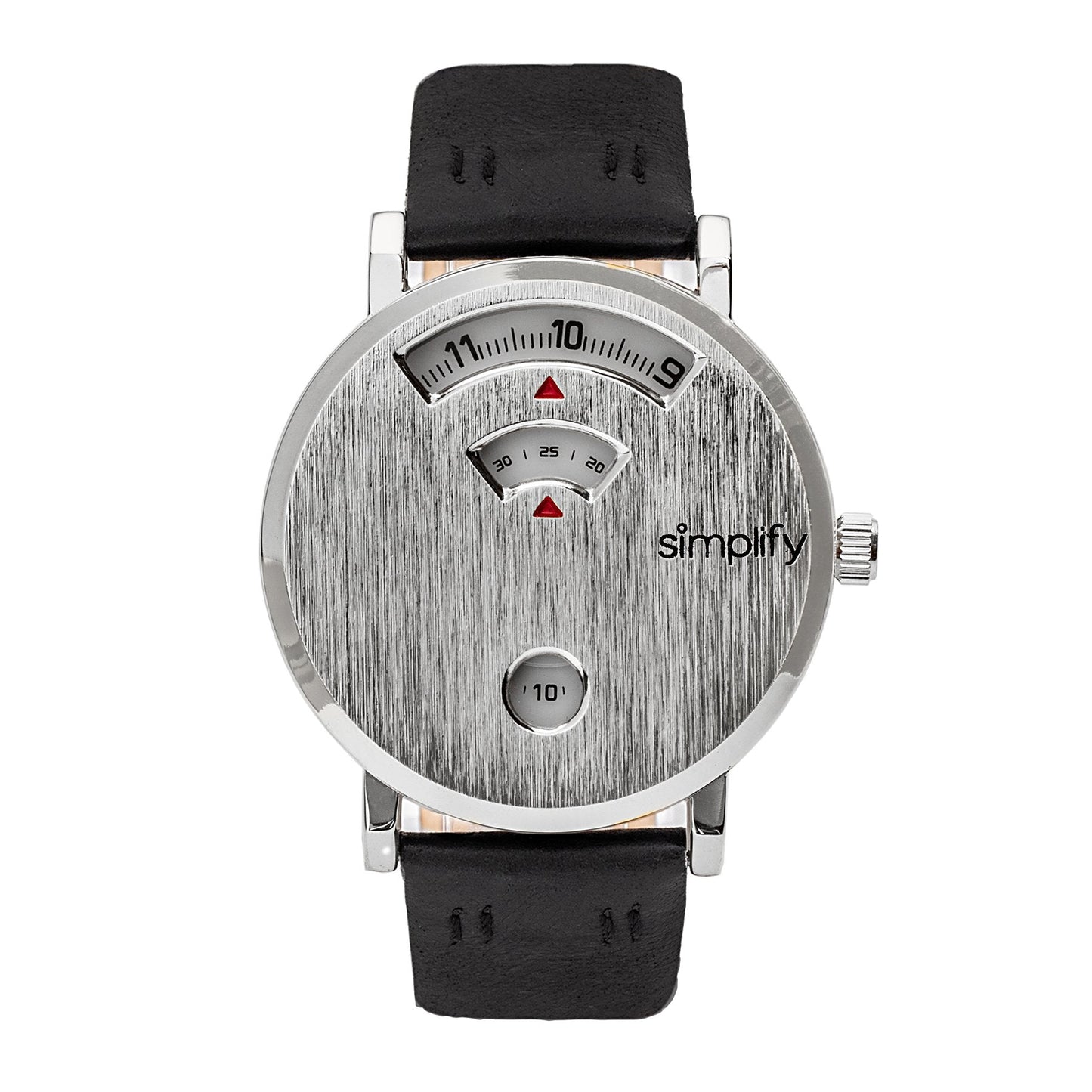 Simplify The 7000 Leather-Band Watch - Silver/Black - SIM7001