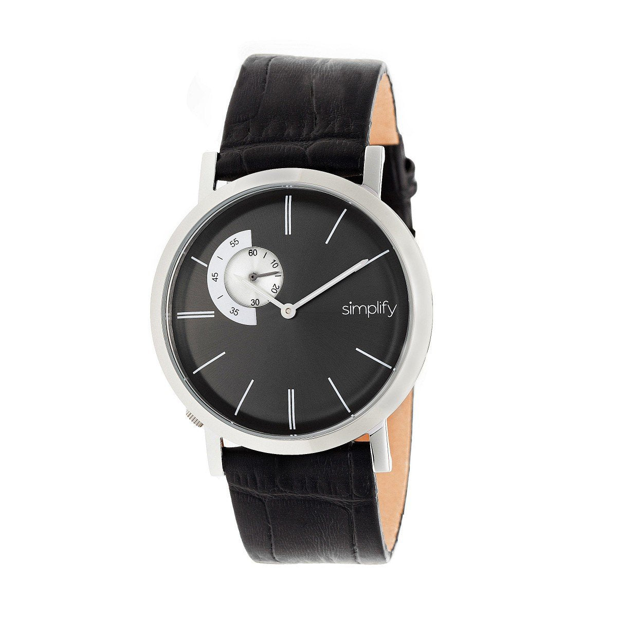 Simplify The 3100 Leather-Band Watch - Silver/Black - SIM3102