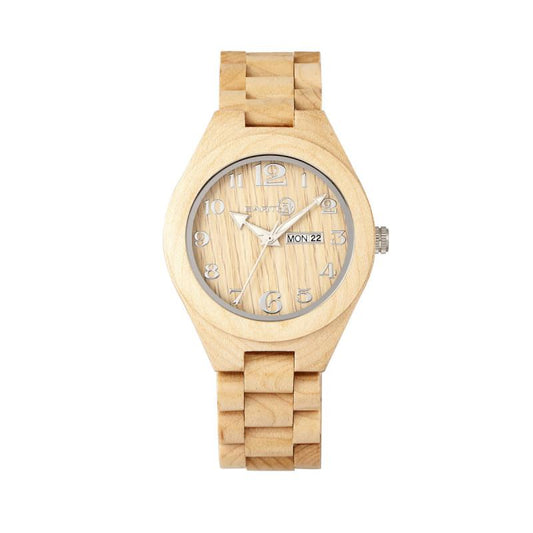 Earth Wood Sapwood Bracelet Watch w/Date - Ruumur