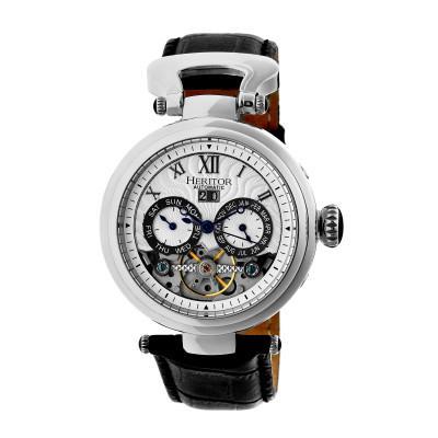 Heritor Automatic Ganzi Semi-Skeleton Leather-Band Watch - Ruumur