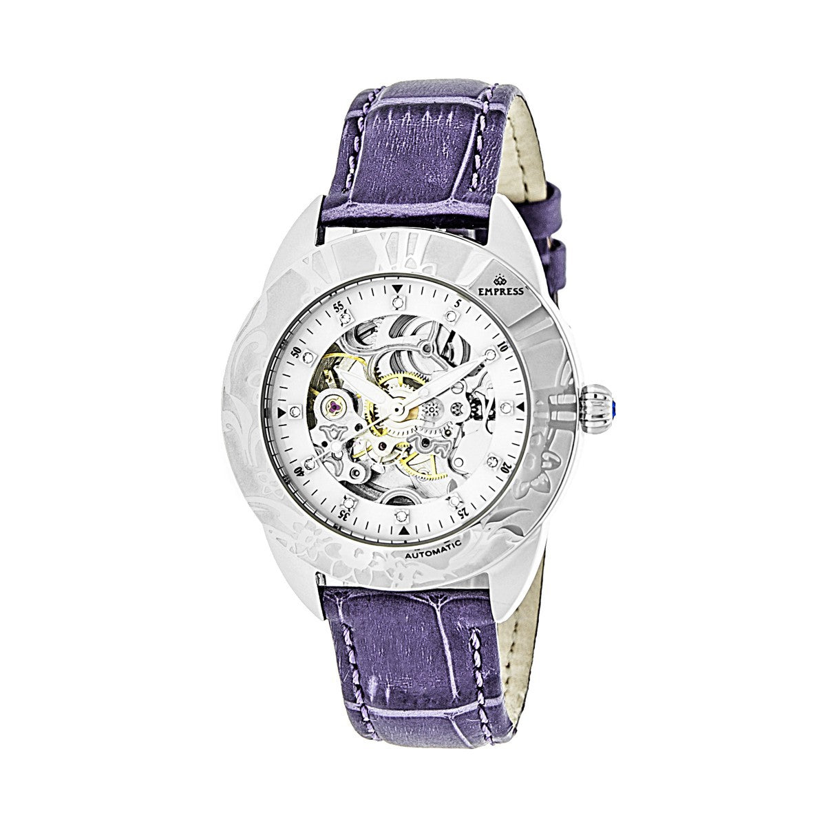 Empress Godiva Automatic MOP Leather-Band Watch - Silver/White - EMPEM1105