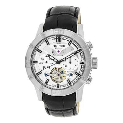 Heritor Automatic Hannibal Semi-Skeleton Leather-Band Watch - Ruumur