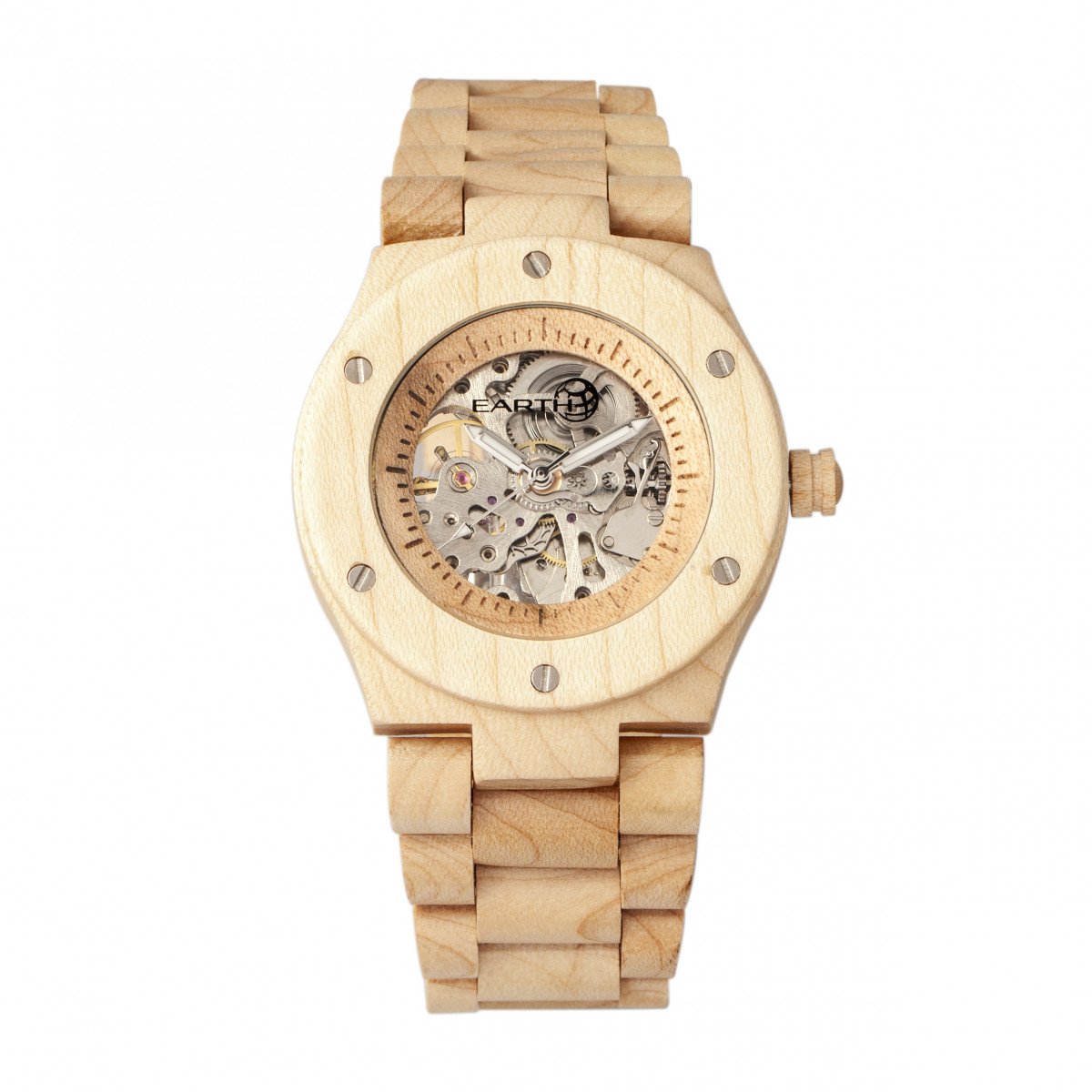 Earth Wood Grand Mesa Automatic Skeleton Bracelet Watch - Khaki/Tan - ETHEW3101