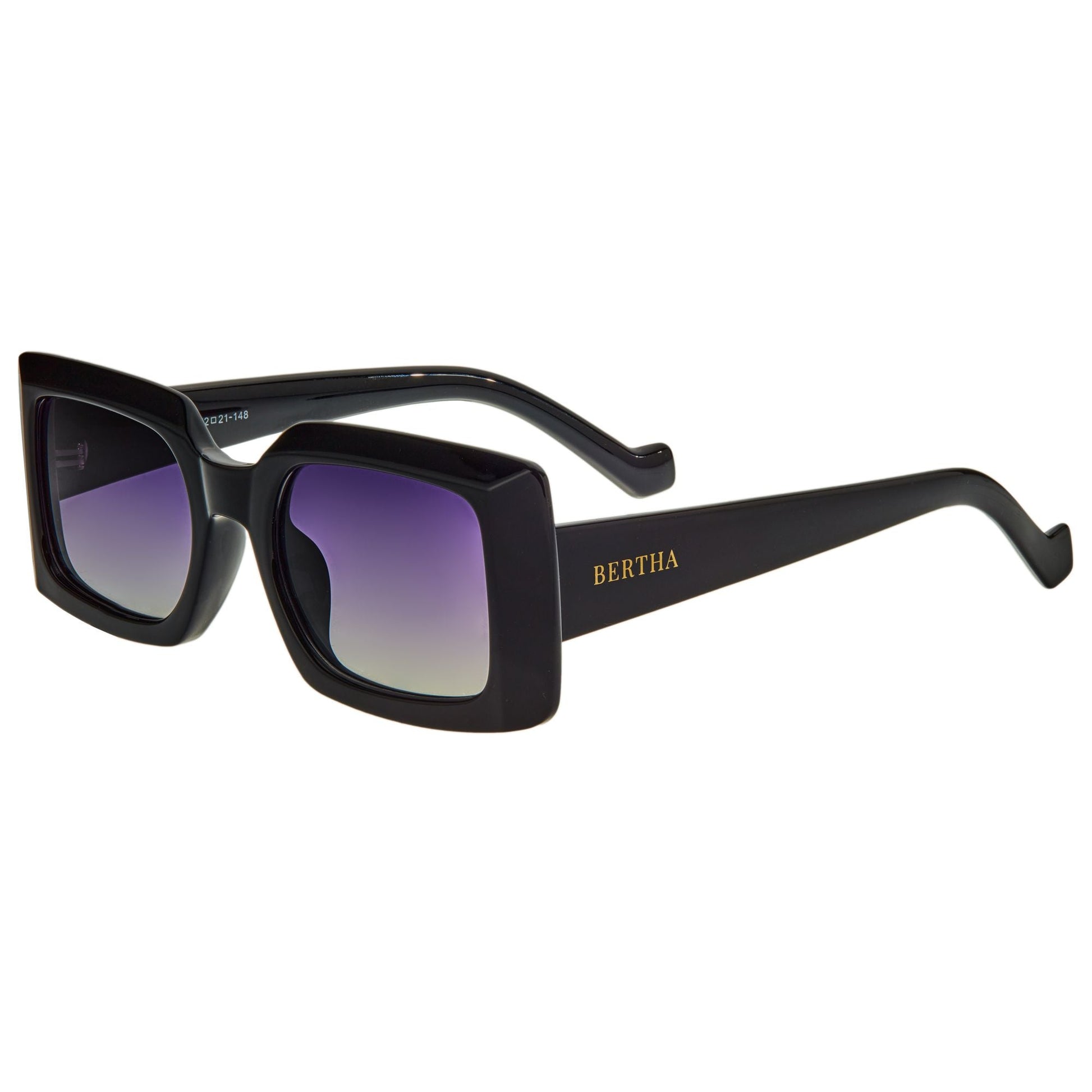 Bertha Miranda Polarized Sunglasses - Black/Black - BRSBR053C1