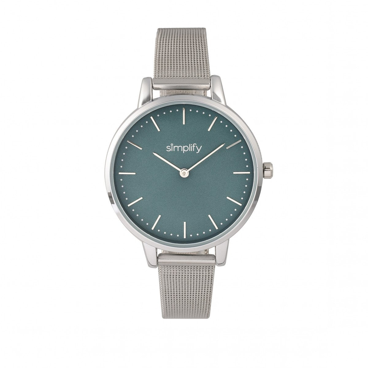 Simplify The 5800 Mesh Bracelet Watch - Silver/Teal - SIM5802