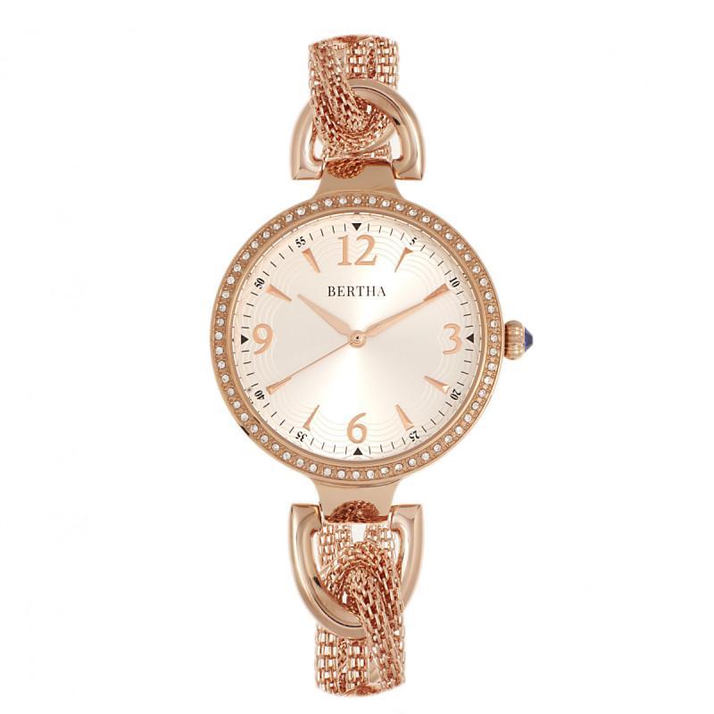 Bertha Sarah Chain-Link Watch w/Hanging Charm