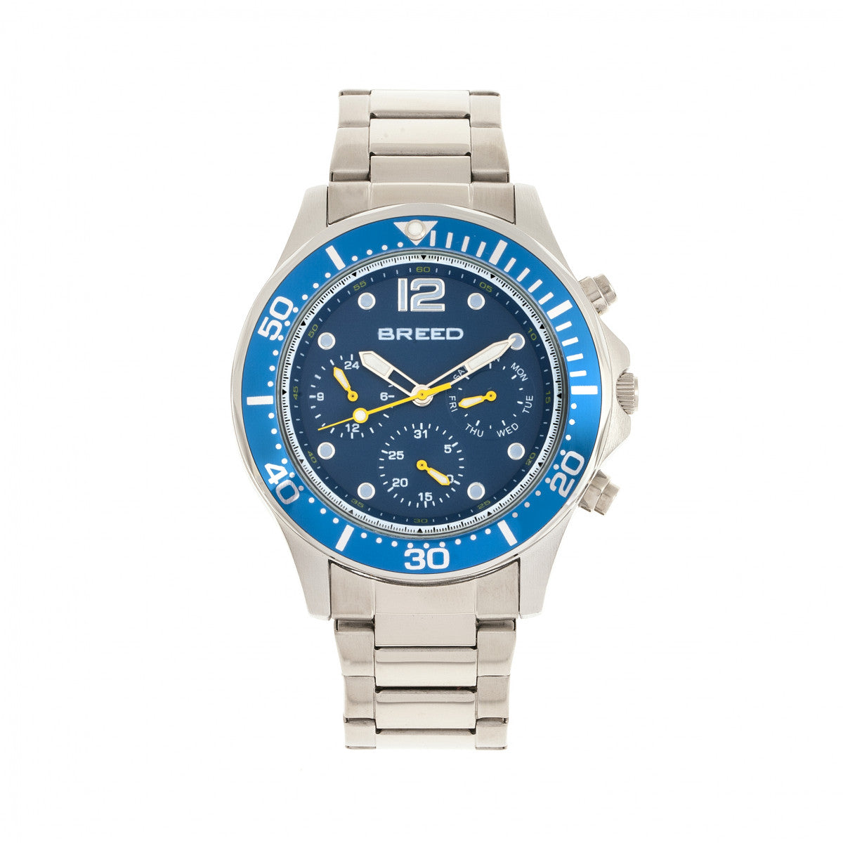 Breed Pegasus Bracelet Watch w/Day/Date  - Blue/Silver - BRD8103