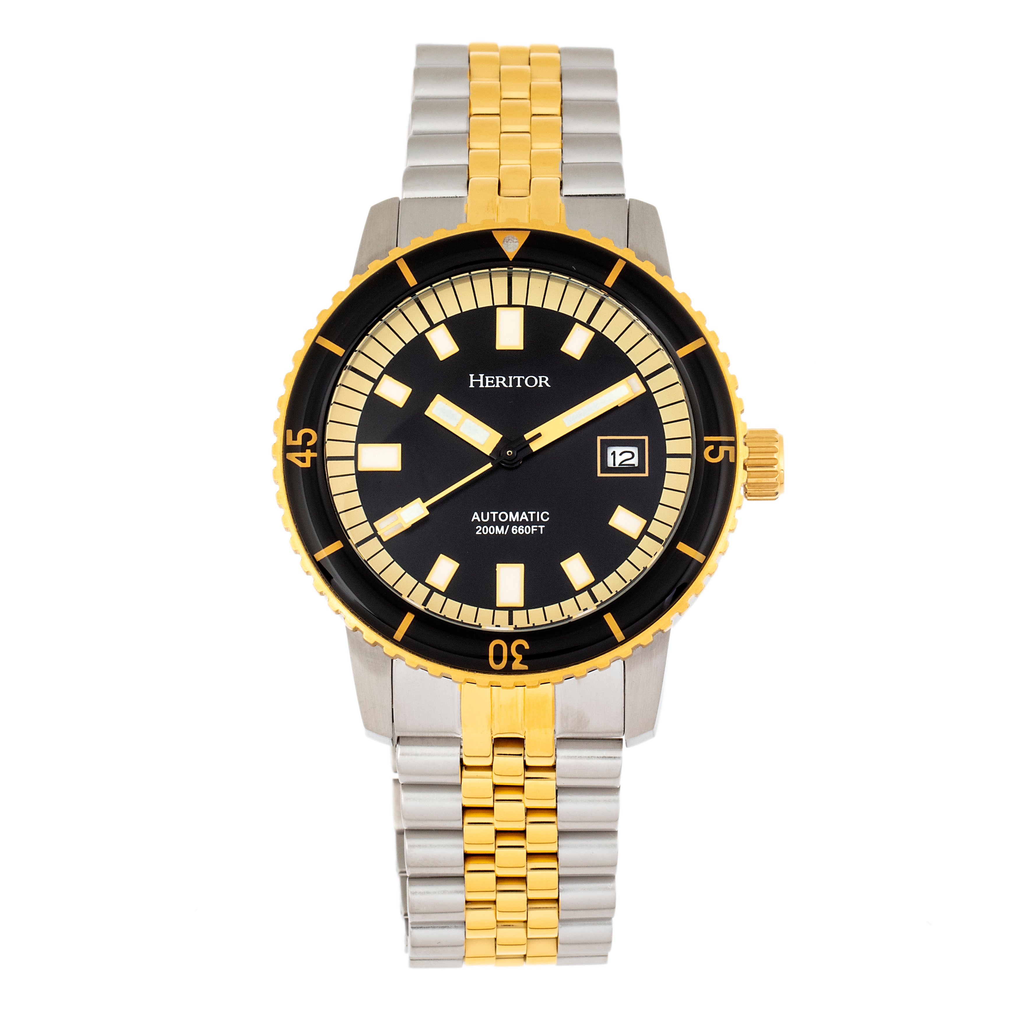 Heritor Automatic Edgard Bracelet Diver's Watch w/Date - Black - HERHR9105