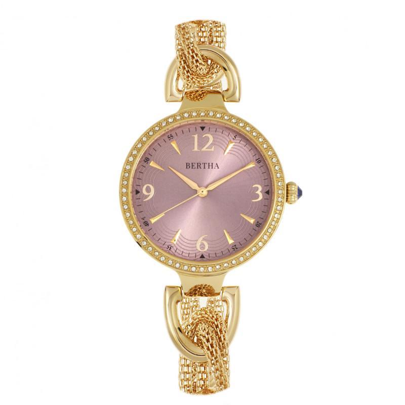 Bertha Sarah Chain-Link Watch w/Hanging Charm