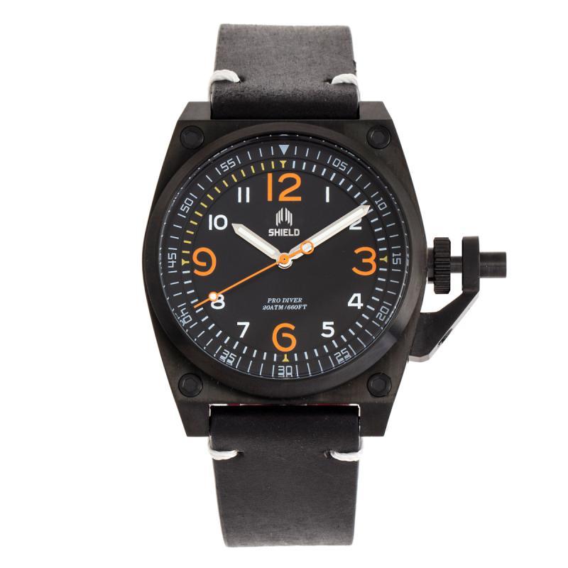 Shield Pascal Leather-Band Men's Diver Watch