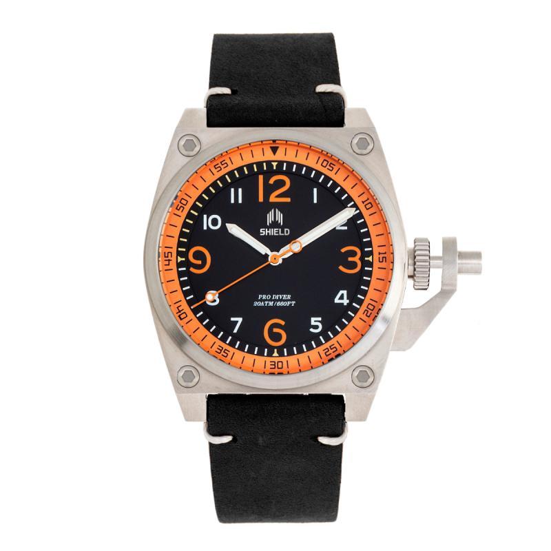 Shield Pascal Leather-Band Men's Diver Watch