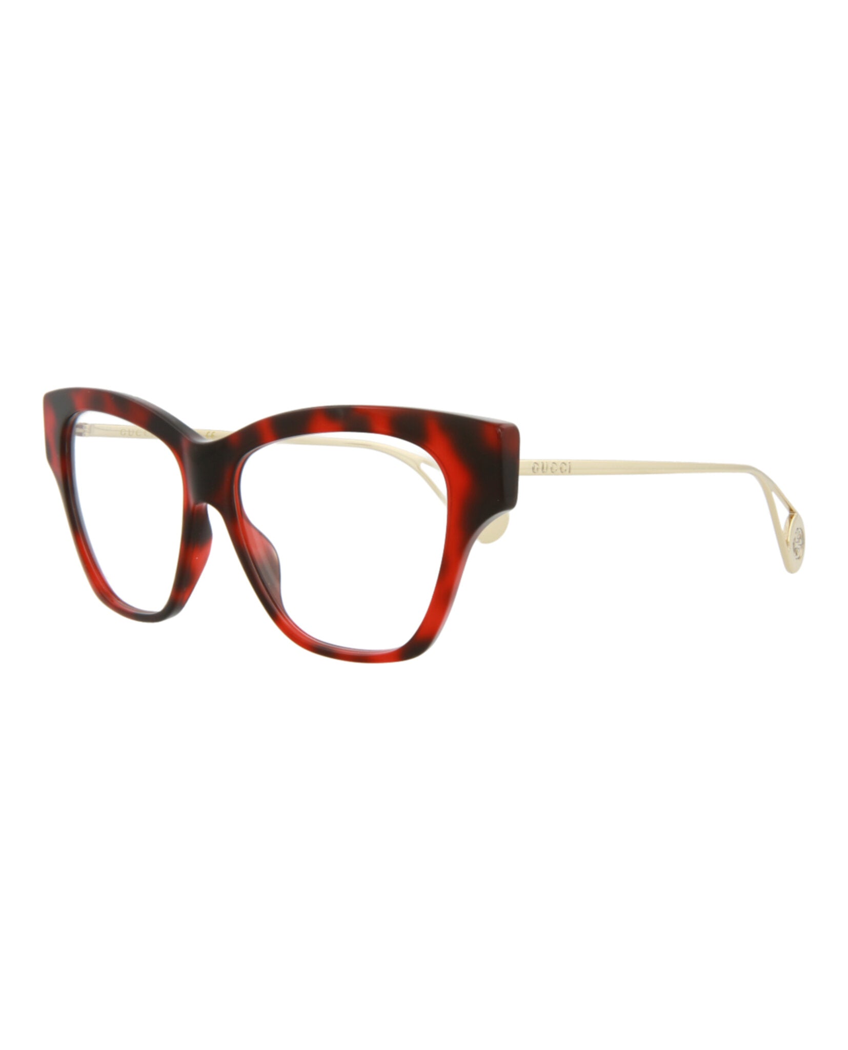 title:Gucci Novelty Optical, style # GG0438O-30006457004;color:Havana Gold Transparent