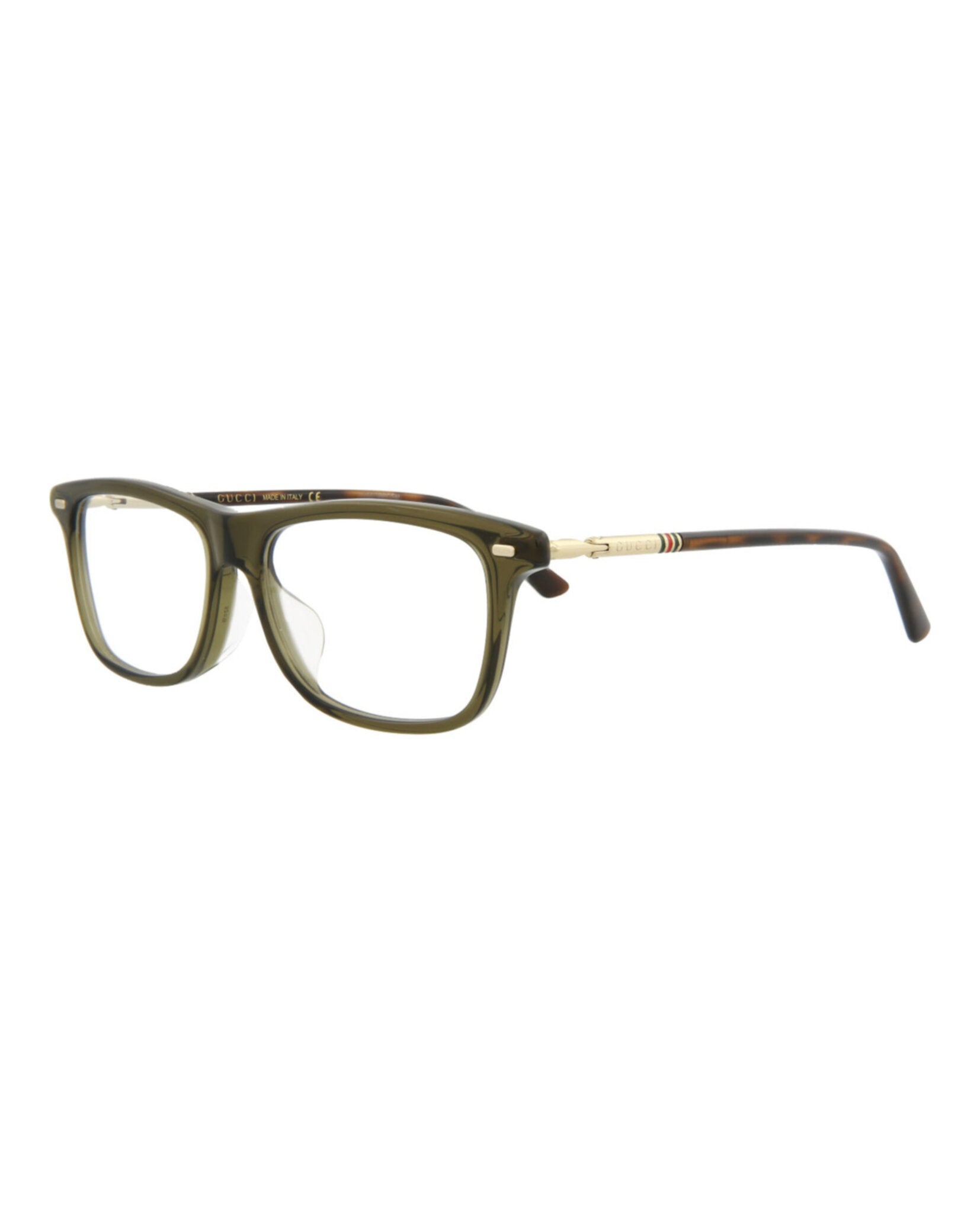 title:Gucci Novelty Optical, style # GG0519OA-30007798004;color:Green Gold Transparent