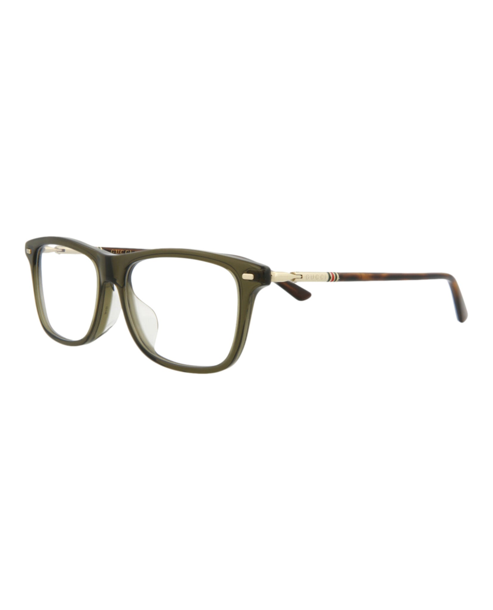 title:Gucci Novelty Optical, style # GG0519OA-30007798008;color:Green Gold Transparent