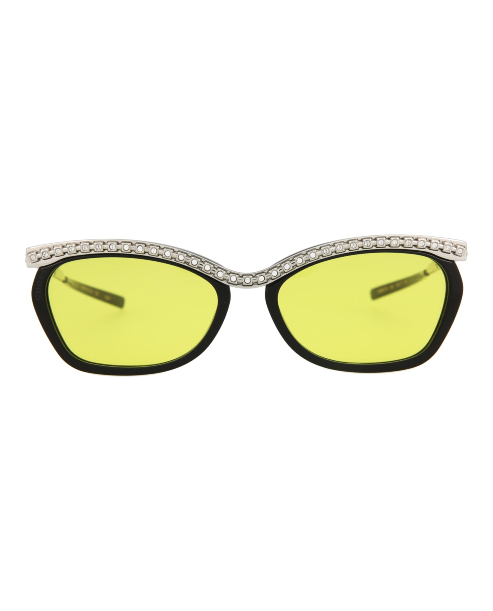 title:Gucci Square-Frame Acetate Sunglasses, style # GG0617S-30008121003;color:Black Silver Yellow