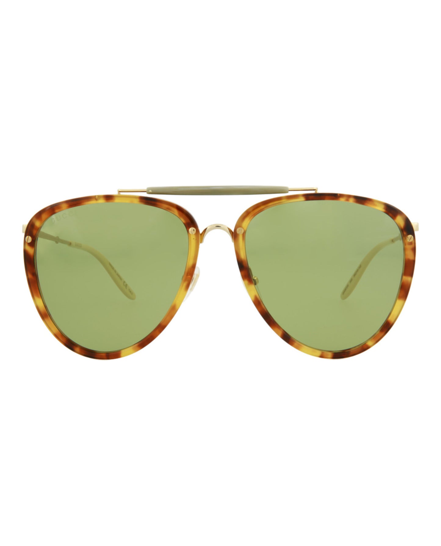 title:Gucci Aviator-Frame Acetate Sunglasses, style # GG0672S-30008620003;color:Havana Gold Green