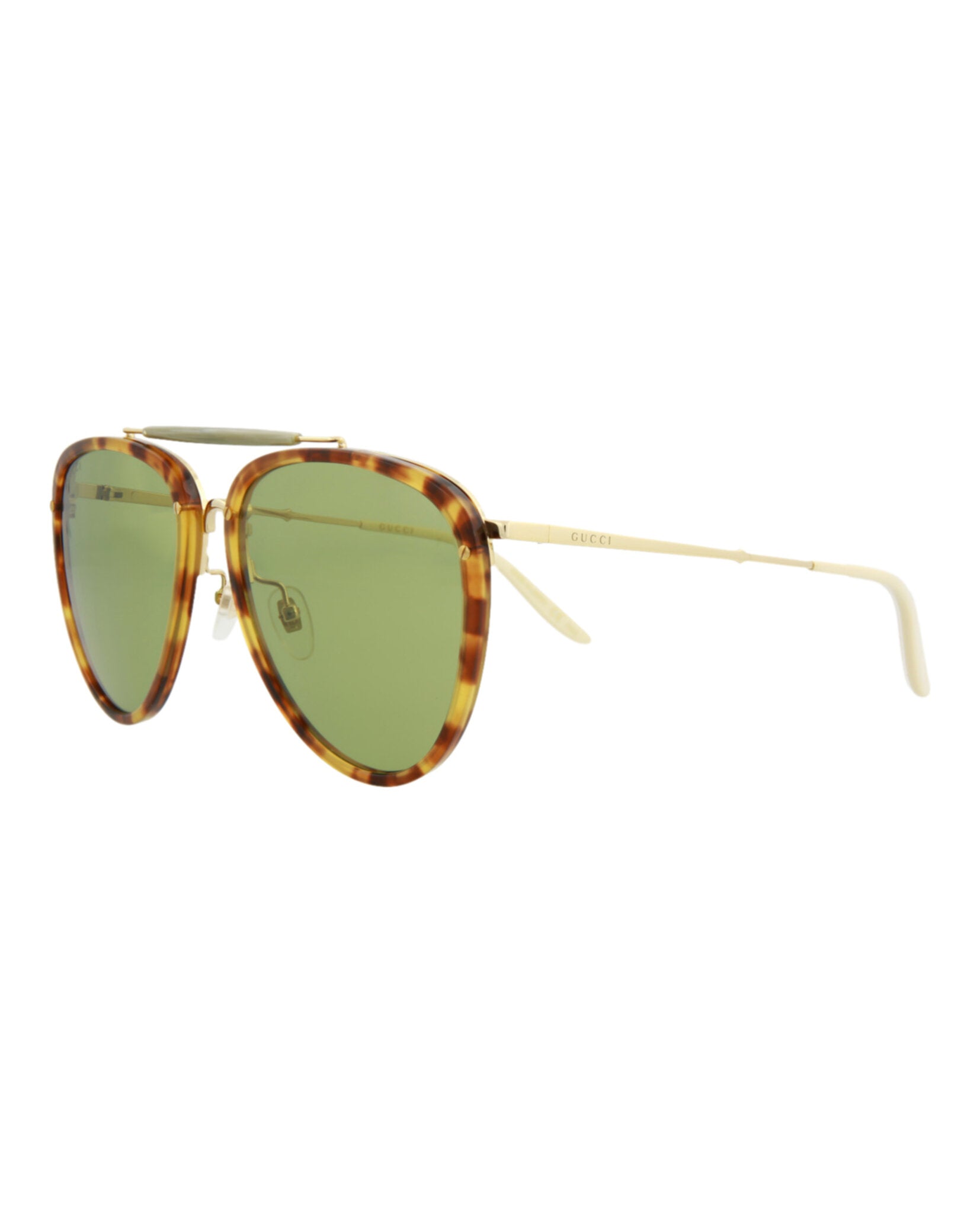 title:Gucci Aviator-Frame Acetate Sunglasses, style # GG0672S-30008620003;color:Havana Gold Green