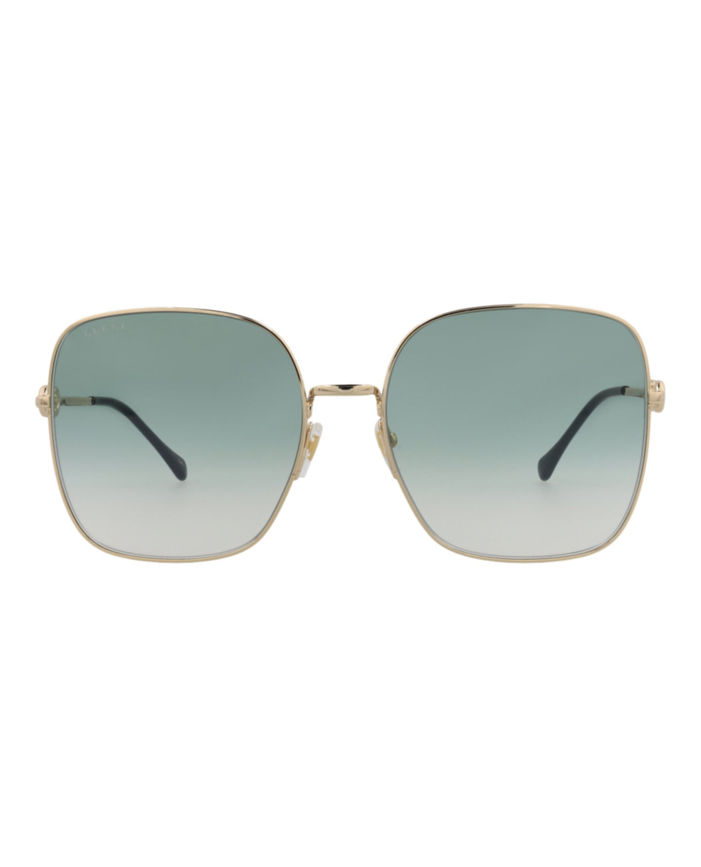 title:Gucci Square-Frame Metal Sunglasses, style # GG0879S-30010269003;color:Gold Gold Green