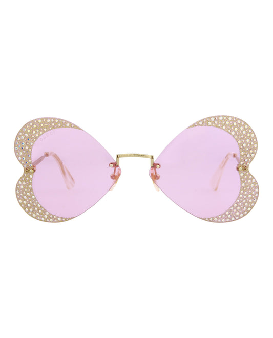 title:Gucci Women's GG0897S-30010507001 Special Edition Sunglasses;color:Gold Gold Pink