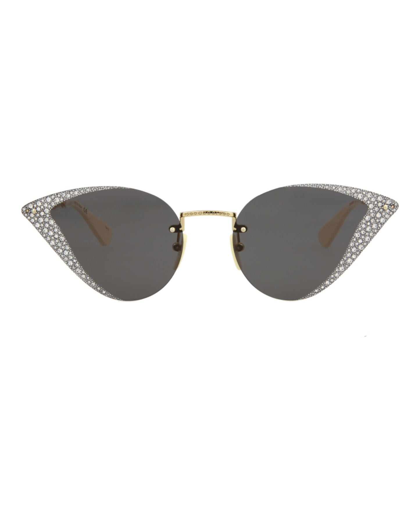 title:Gucci Cat Eye-Frame Metal Sunglasses, style # GG0898S-30010504001;color:Gold Gold Grey