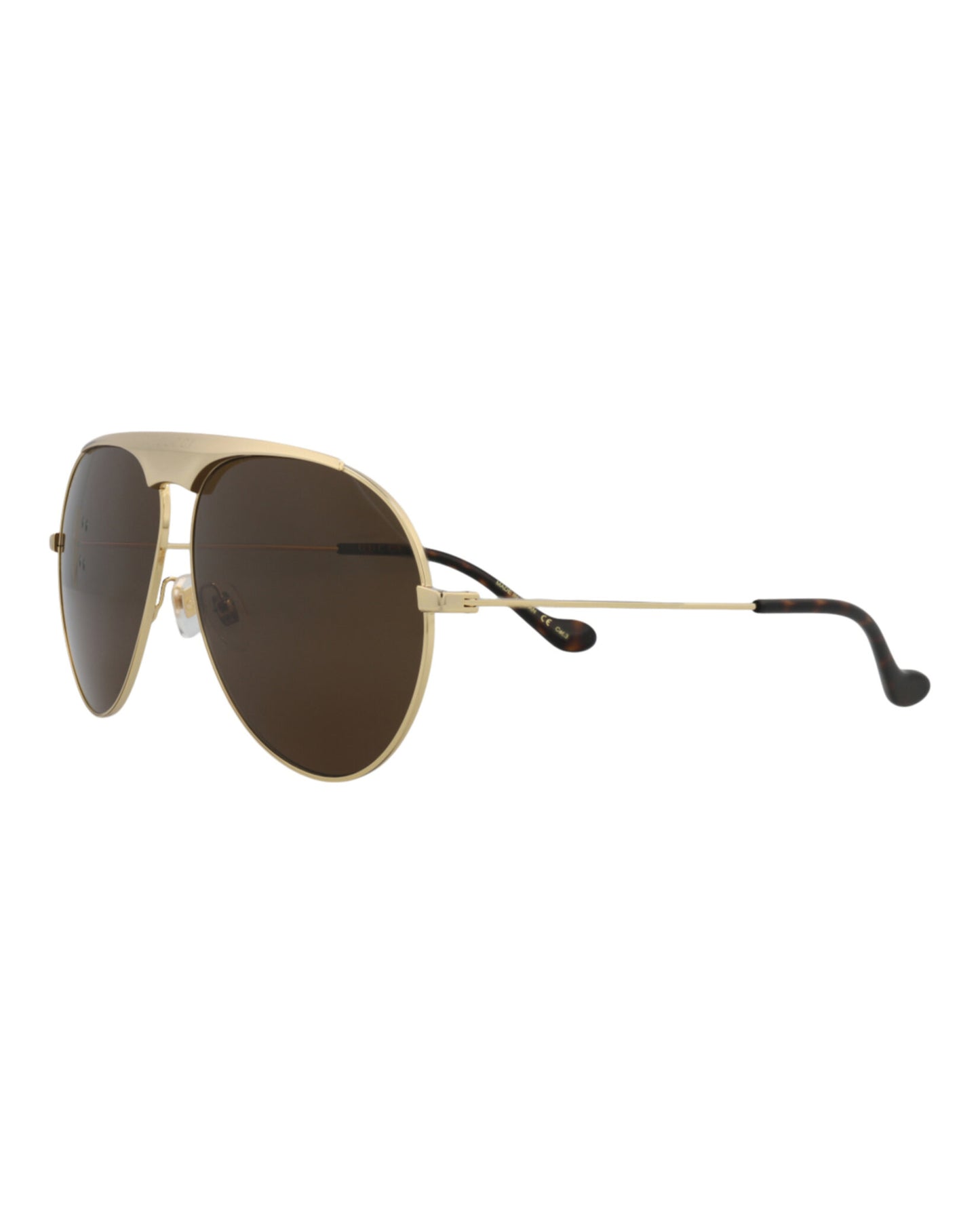 title:Gucci Aviator-Frame Metal Sunglasses, style # GG0908S-30010529001;color:Gold Gold Brown