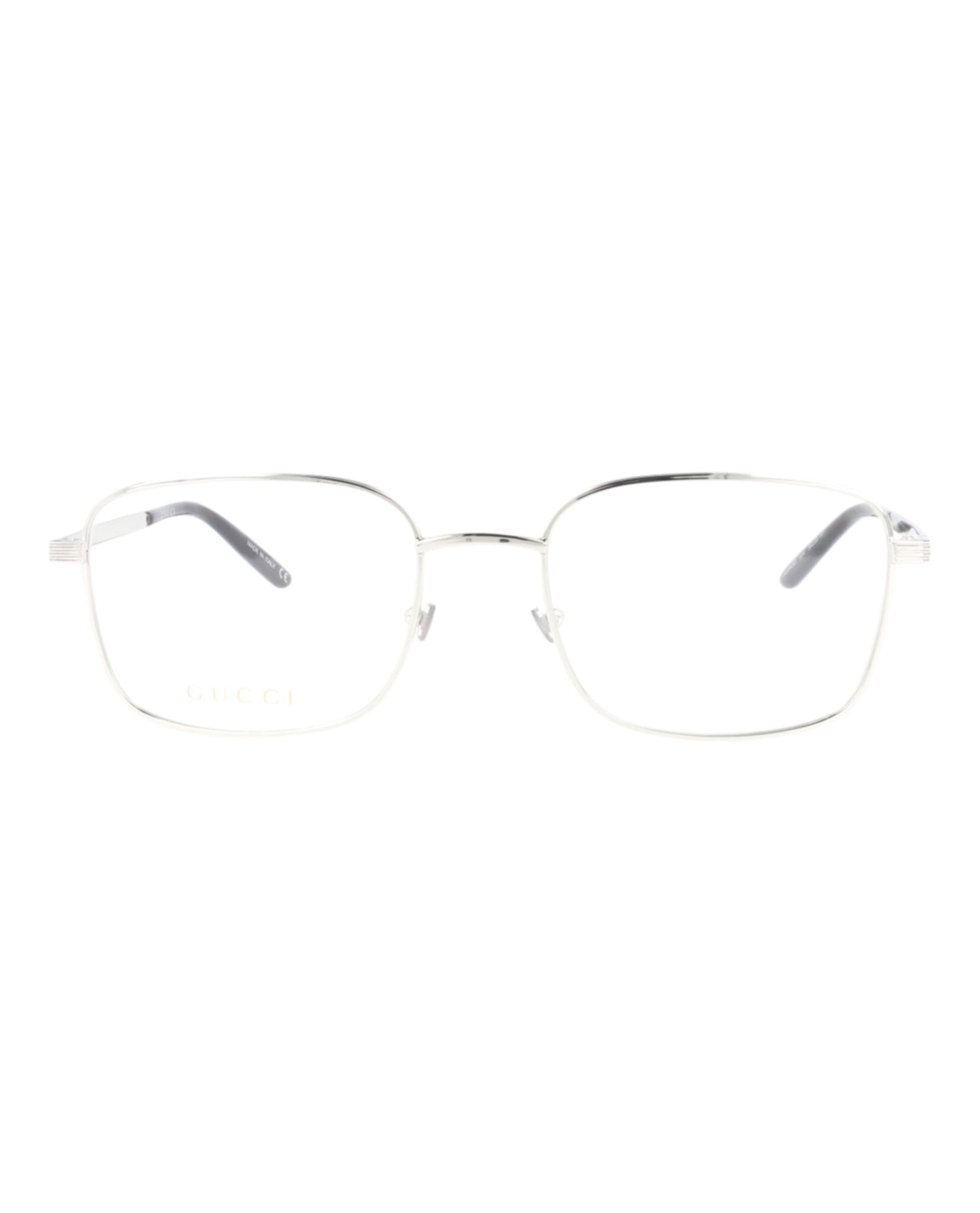 title:Gucci Square-Frame Metal Optical Frames;color:Silver Silver Transparent