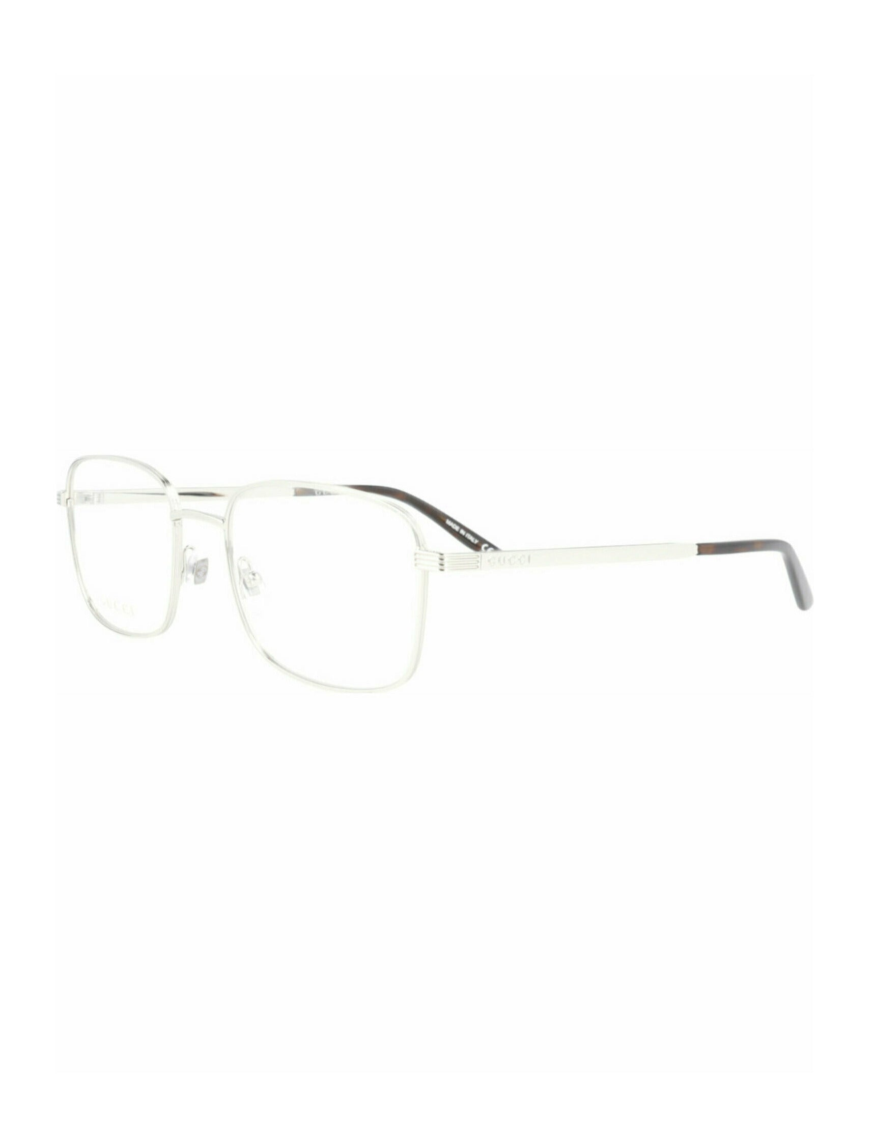 title:Gucci Square-Frame Metal Optical Frames;color:Silver Silver Transparent