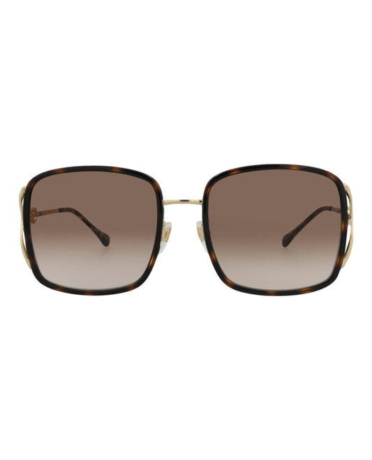 title:Gucci Square-Frame Injection Sunglasses, style # GG1016SK-30011799003;color:Havana Gold Brown