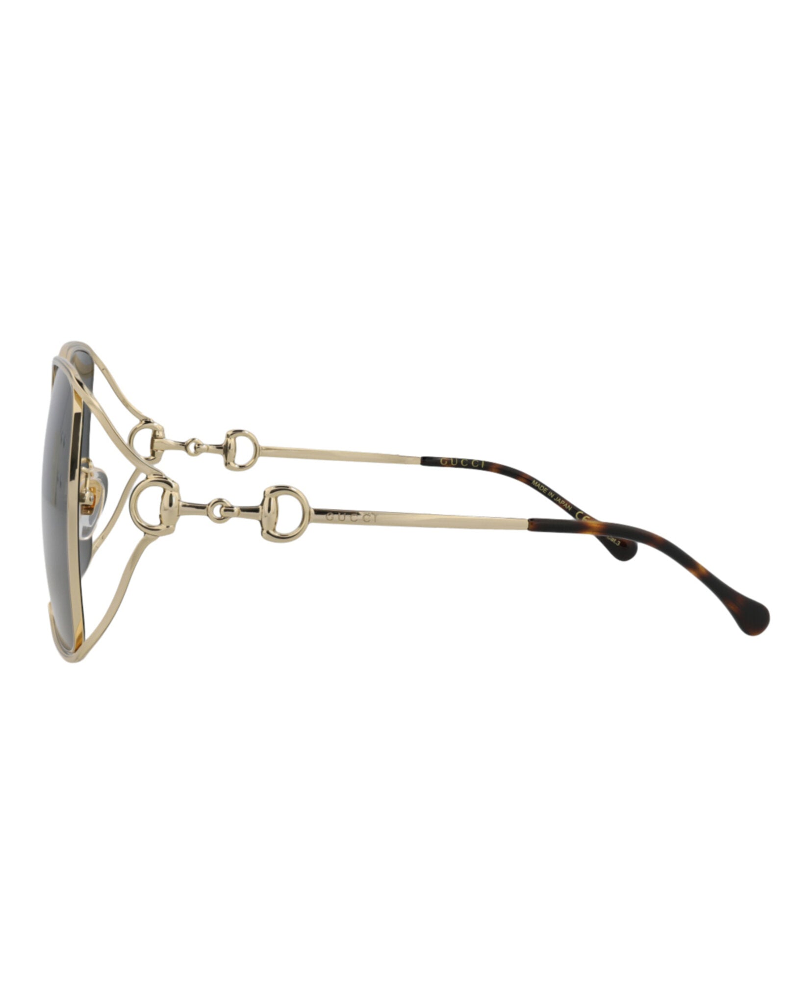 title:Gucci Square-Frame Metal Sunglasses;color:Gold Gold Grey