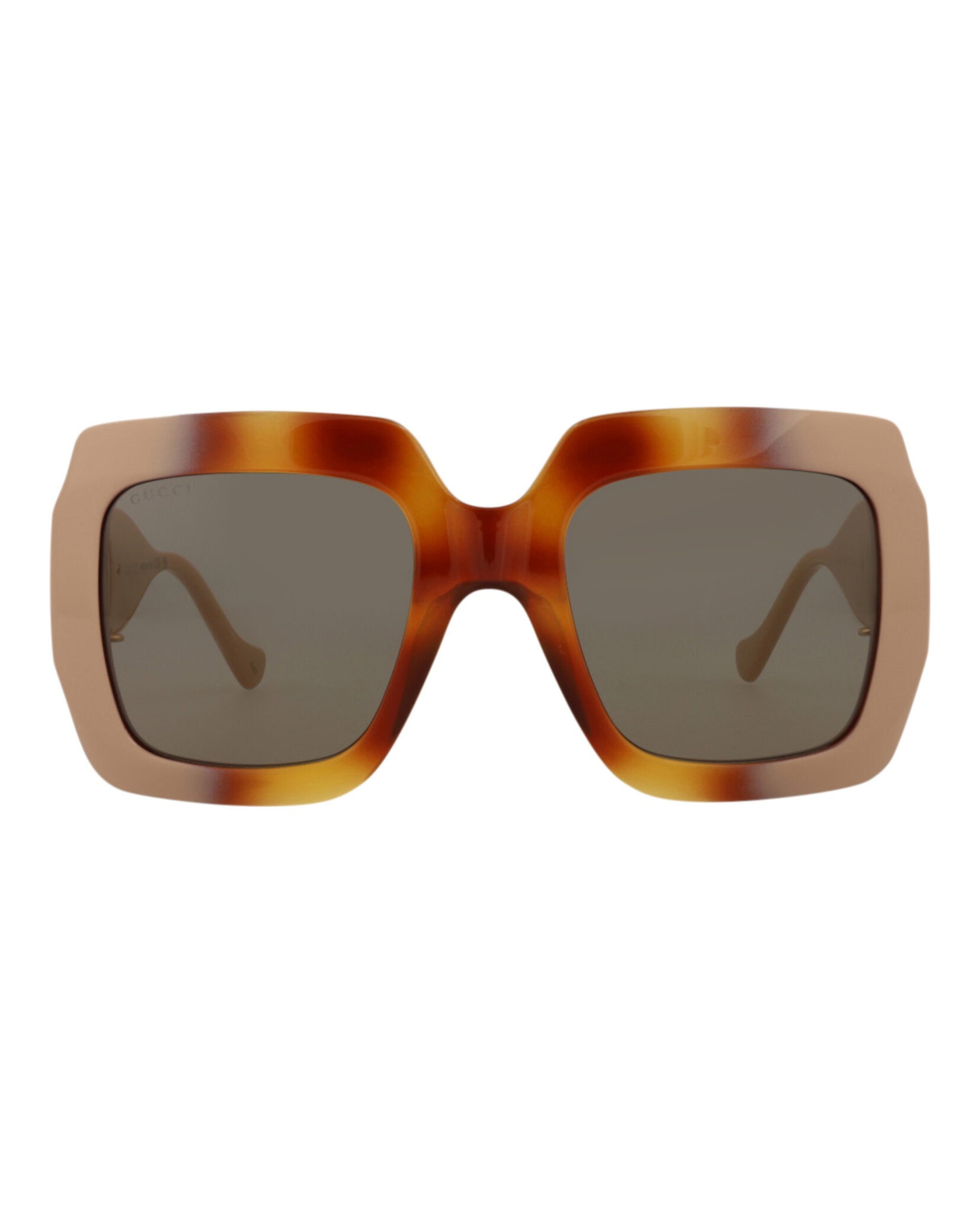 title:Gucci Square-Frame Injection Sunglasses;color:Havana Ivory Brown