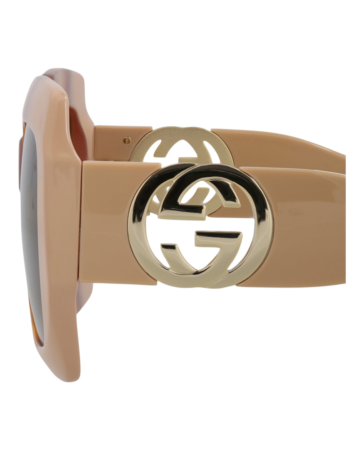 title:Gucci Square-Frame Injection Sunglasses;color:Havana Ivory Brown