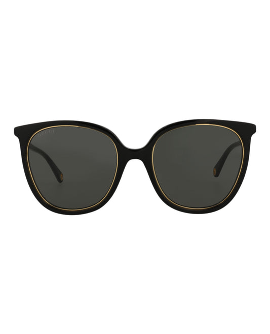 title:Gucci Round-Frame Acetate Sunglasses;color:Black Black Grey