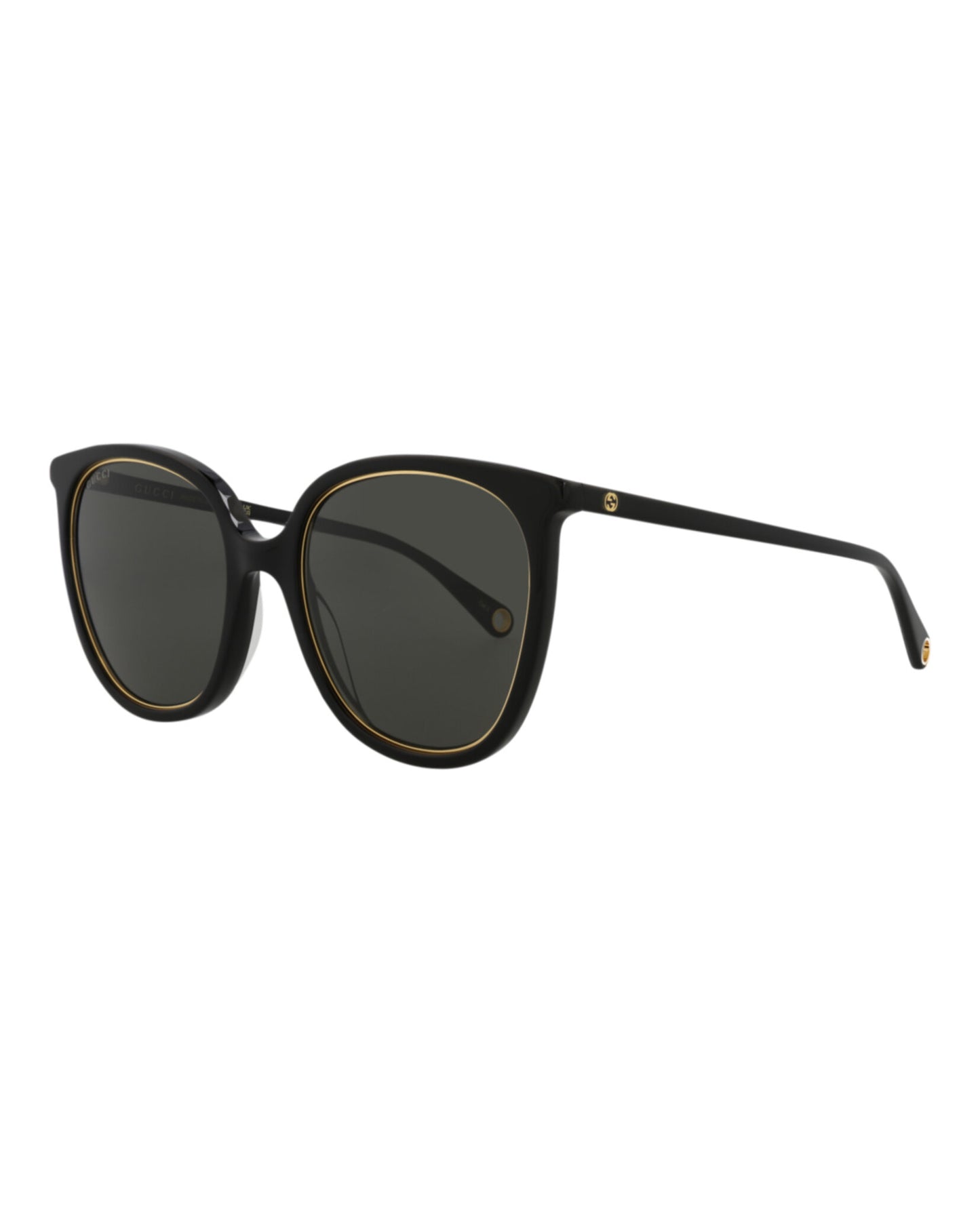 title:Gucci Round-Frame Acetate Sunglasses;color:Black Black Grey