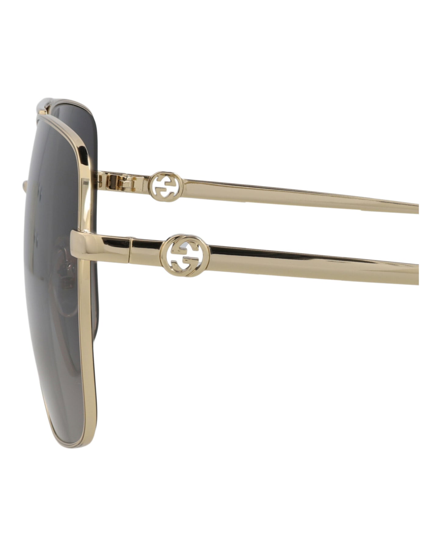 title:Gucci Aviator-Style Metal Sunglasses;color:Gold Gold Grey