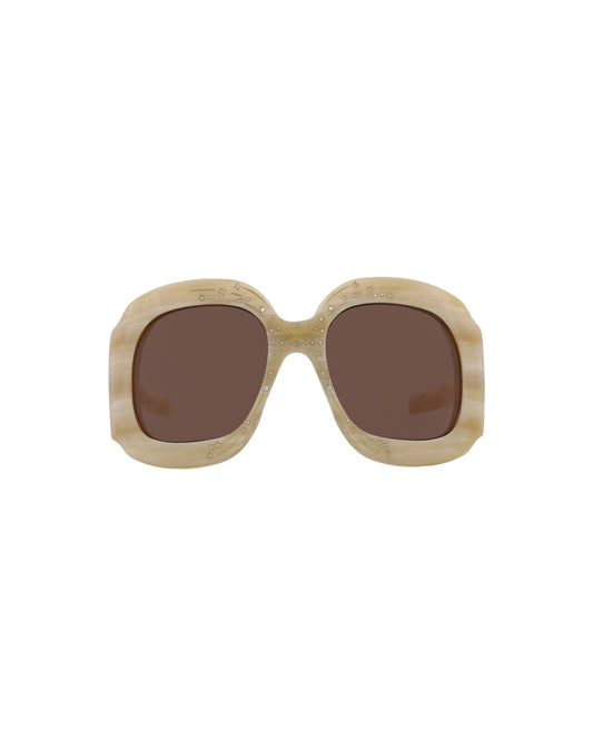 title:Gucci Shield-Frame Acetate Sunglasses, Style #  GG1093S-30012829003;color:Beige Beige Brown