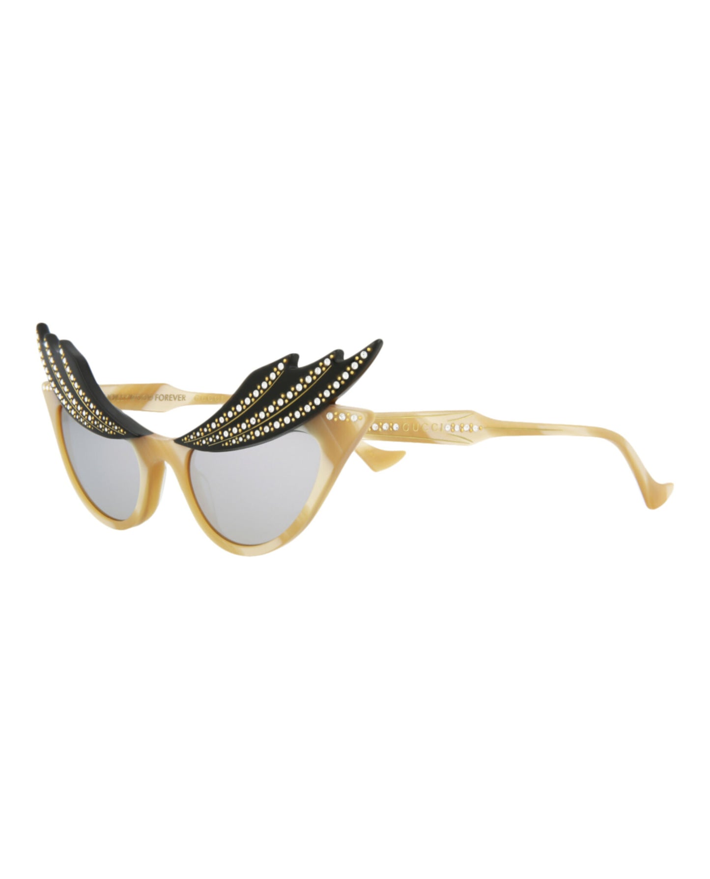 title:Gucci Cat Eye-Frame Acetate Sunglasses, style # GG1094S-30012857005;color:Beige Beige Silver