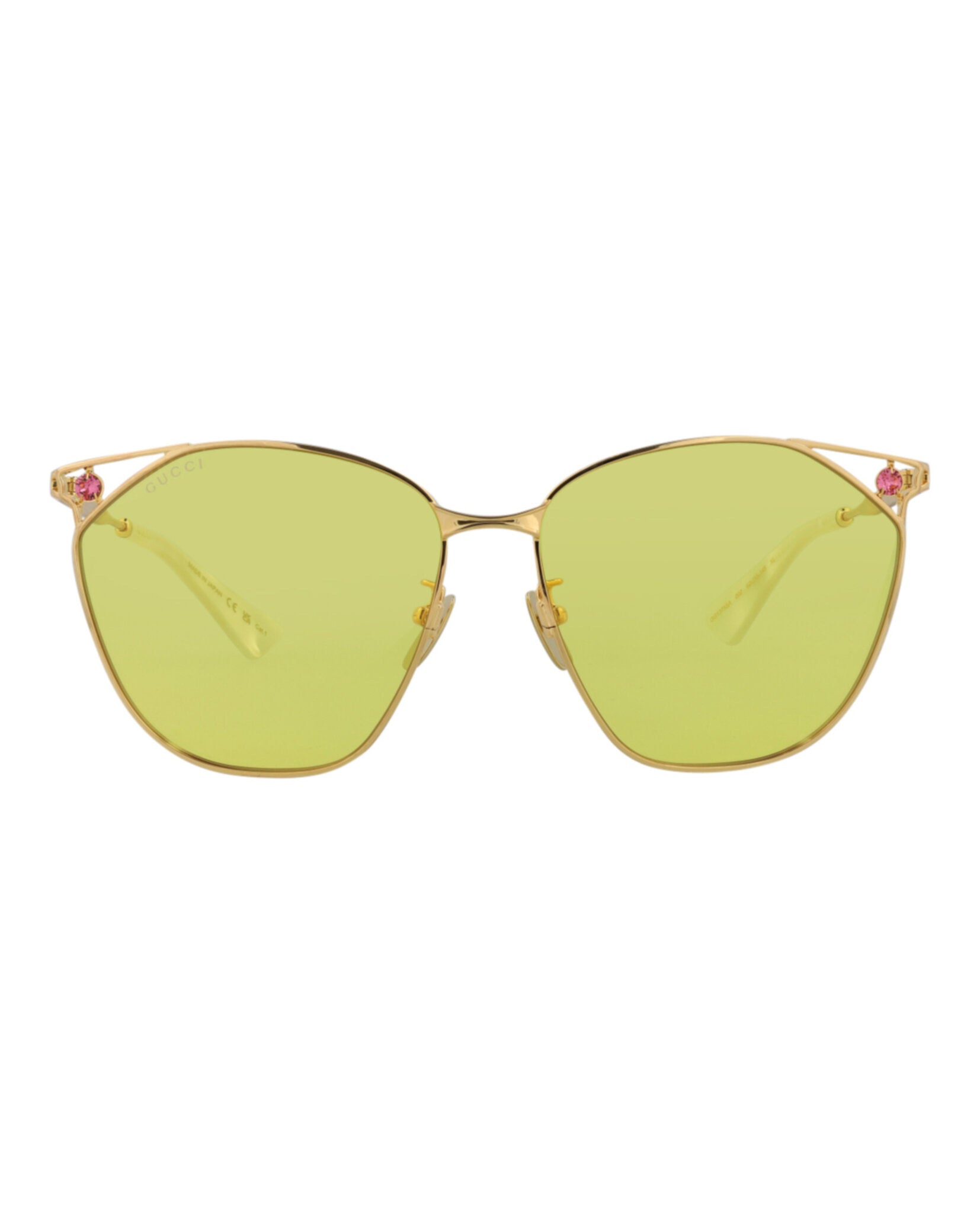 title:Gucci Cat Eye-Frame Metal Sunglasses;color:Gold Gold Yellow