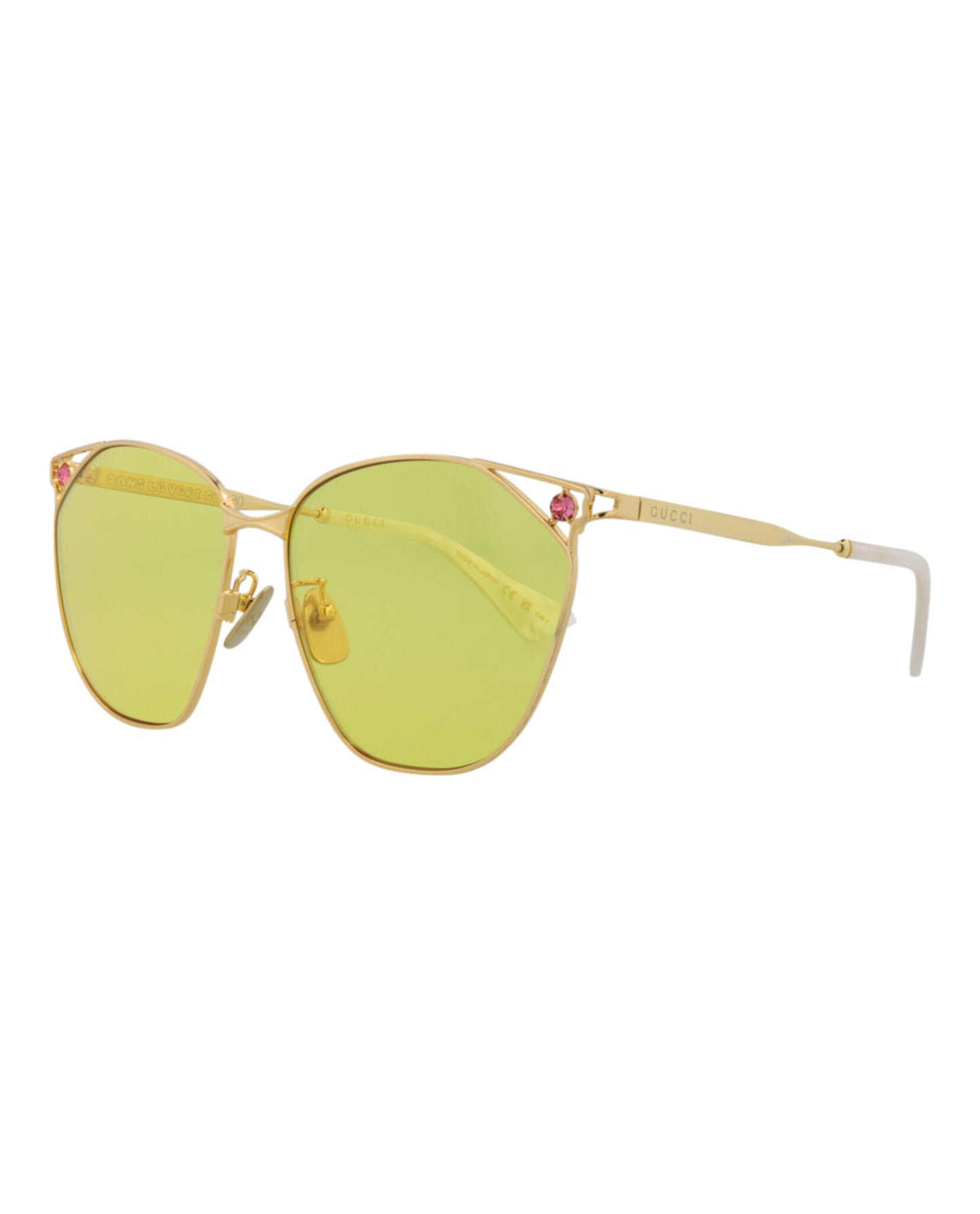 title:Gucci Cat Eye-Frame Metal Sunglasses;color:Gold Gold Yellow