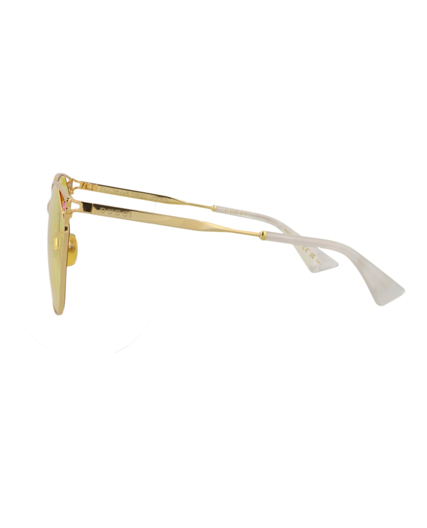 title:Gucci Cat Eye-Frame Metal Sunglasses;color:Gold Gold Yellow