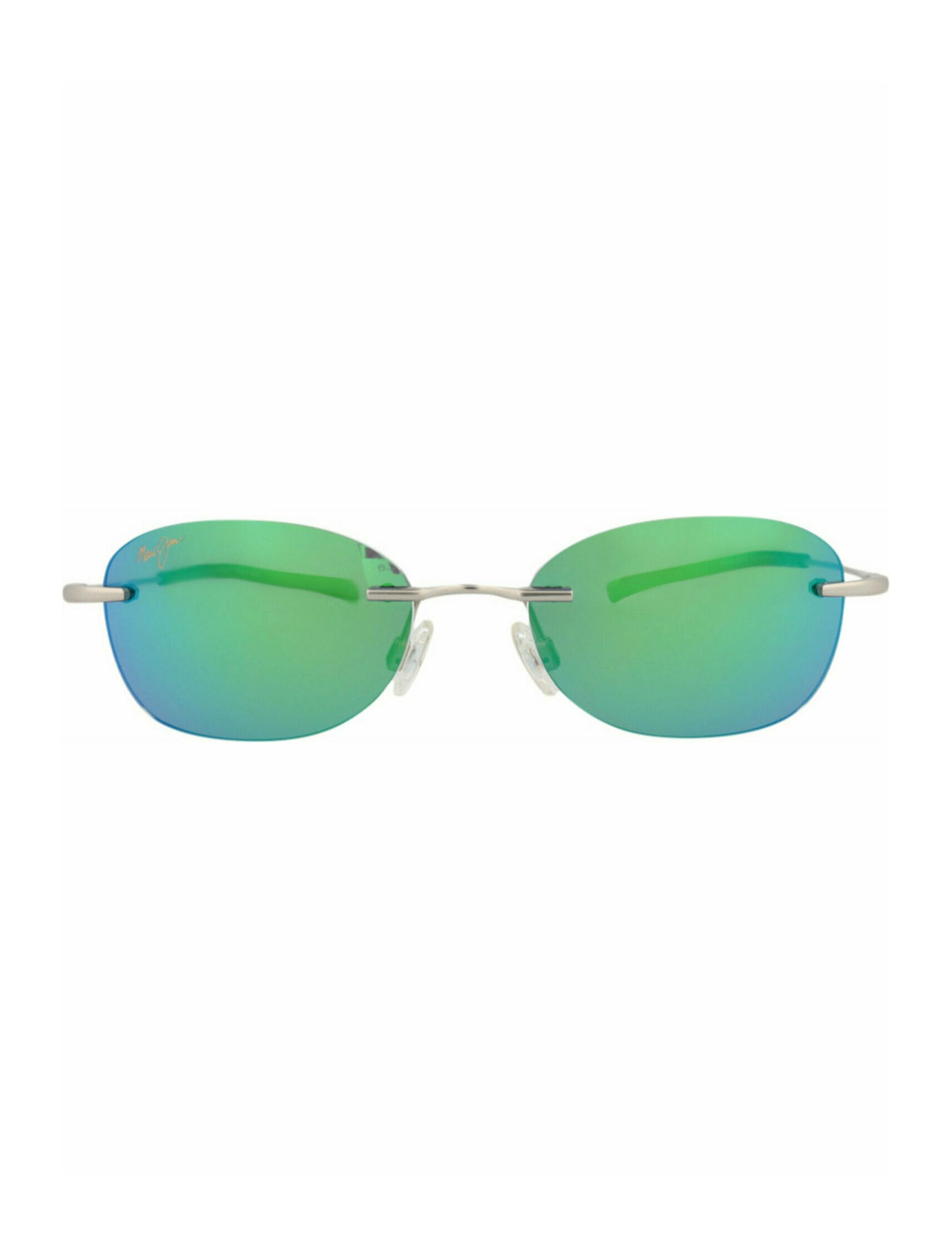 title:Maui Jim Round-Frame Memory Metal Sunglasses;color:Silver Silver Green