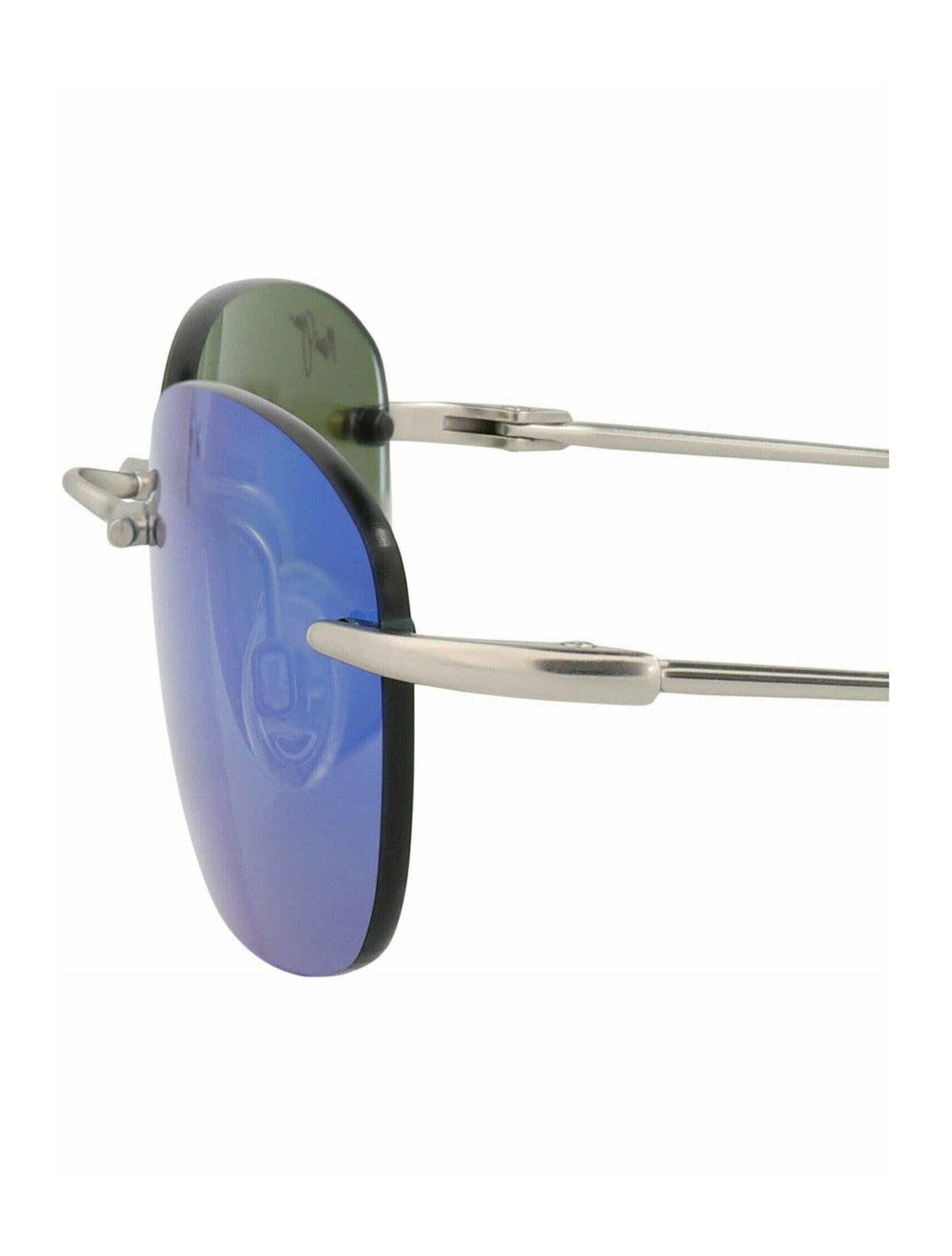 title:Maui Jim Round-Frame Memory Metal Sunglasses;color:Silver Silver Green