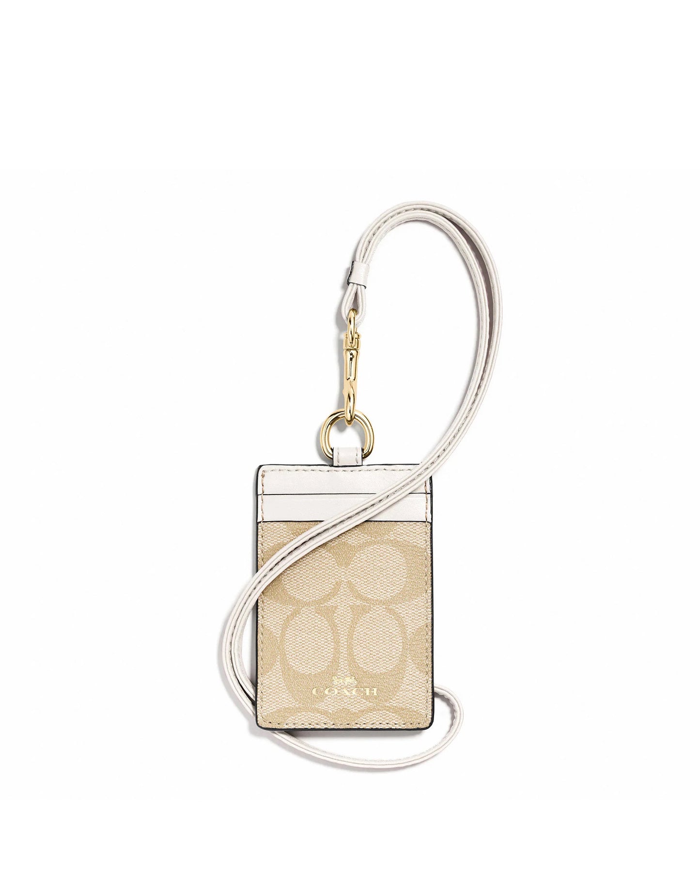 title:Coach Women's Id Lanyard In Signature Canvas;color:Light Khaki Chalk