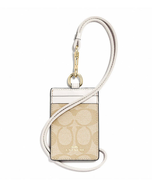 title:Coach Women's Id Lanyard In Signature Canvas;color:Light Khaki Chalk