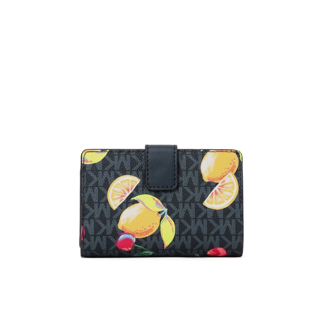 title:Michael Kors Women's Jet Set Travel Medium Fruit Print Logo Bi-Fold Wallet;color:Admiral