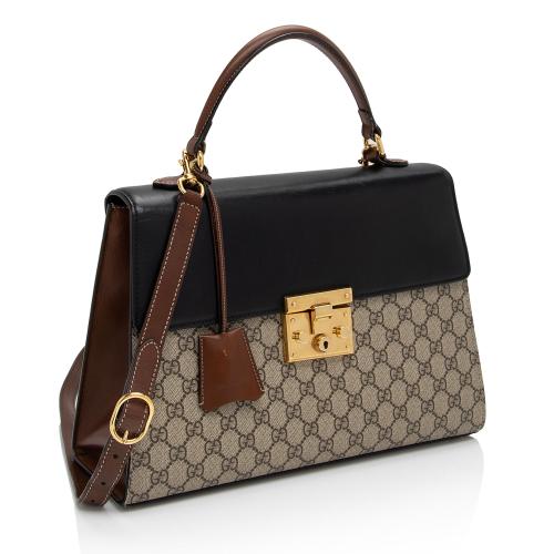 GG Supreme Monogram Handbag Calfskin Padlock Top Black/Tuscany