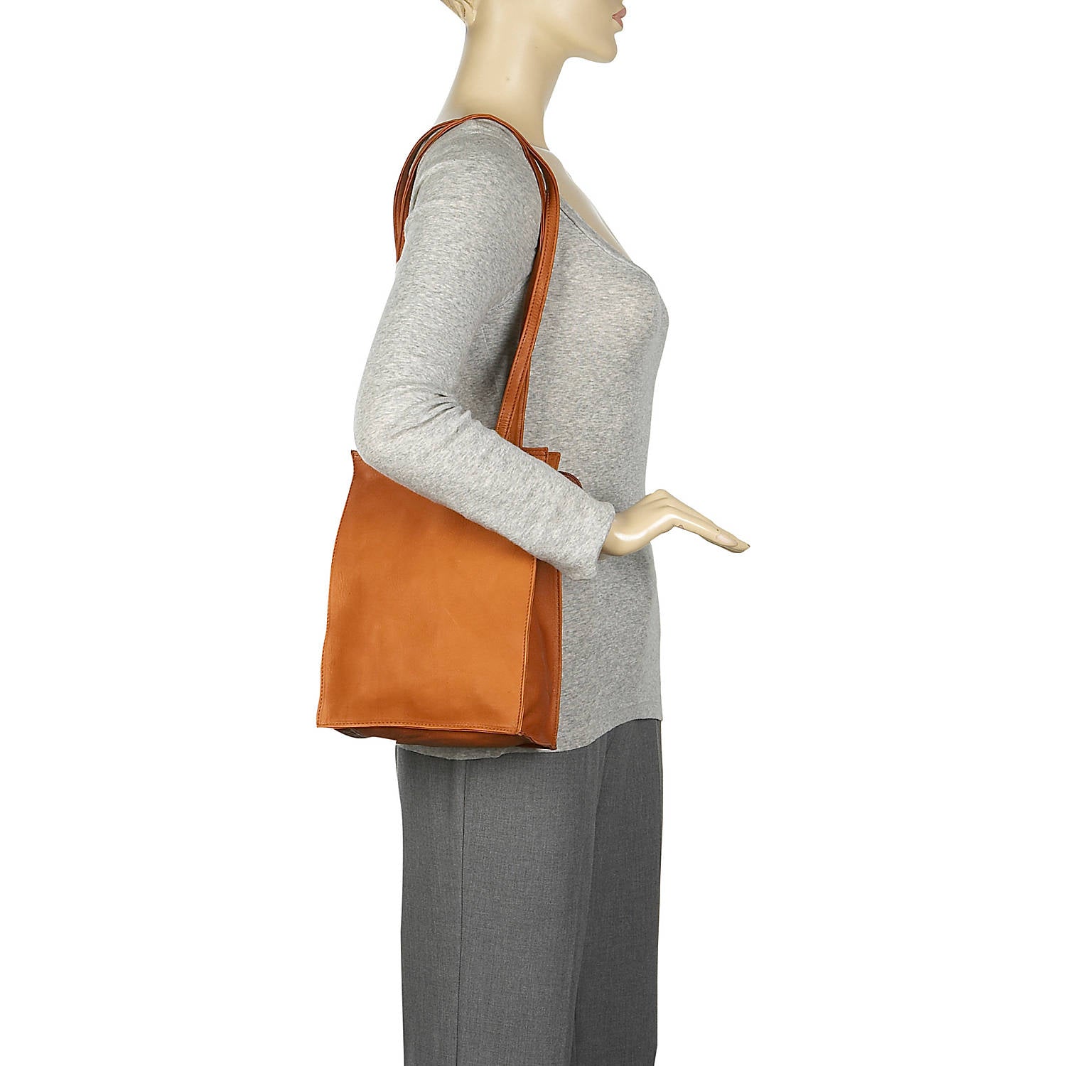 title:Le Donne Leather Small Simple Dual Strap Tote Bag;color:TAN