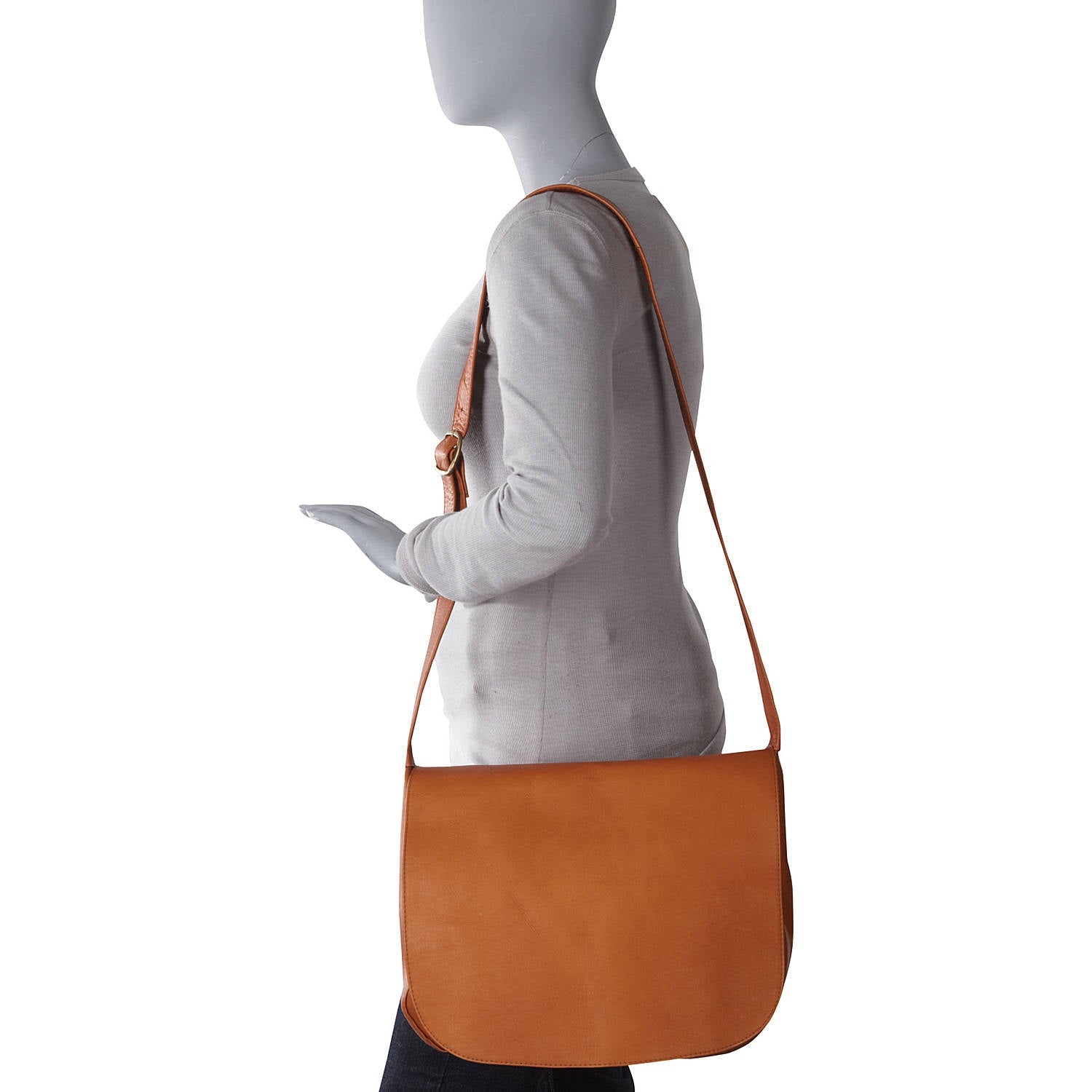 title:Le Donne Leather Classic Full Flap Shoulder Bag;color:TAN