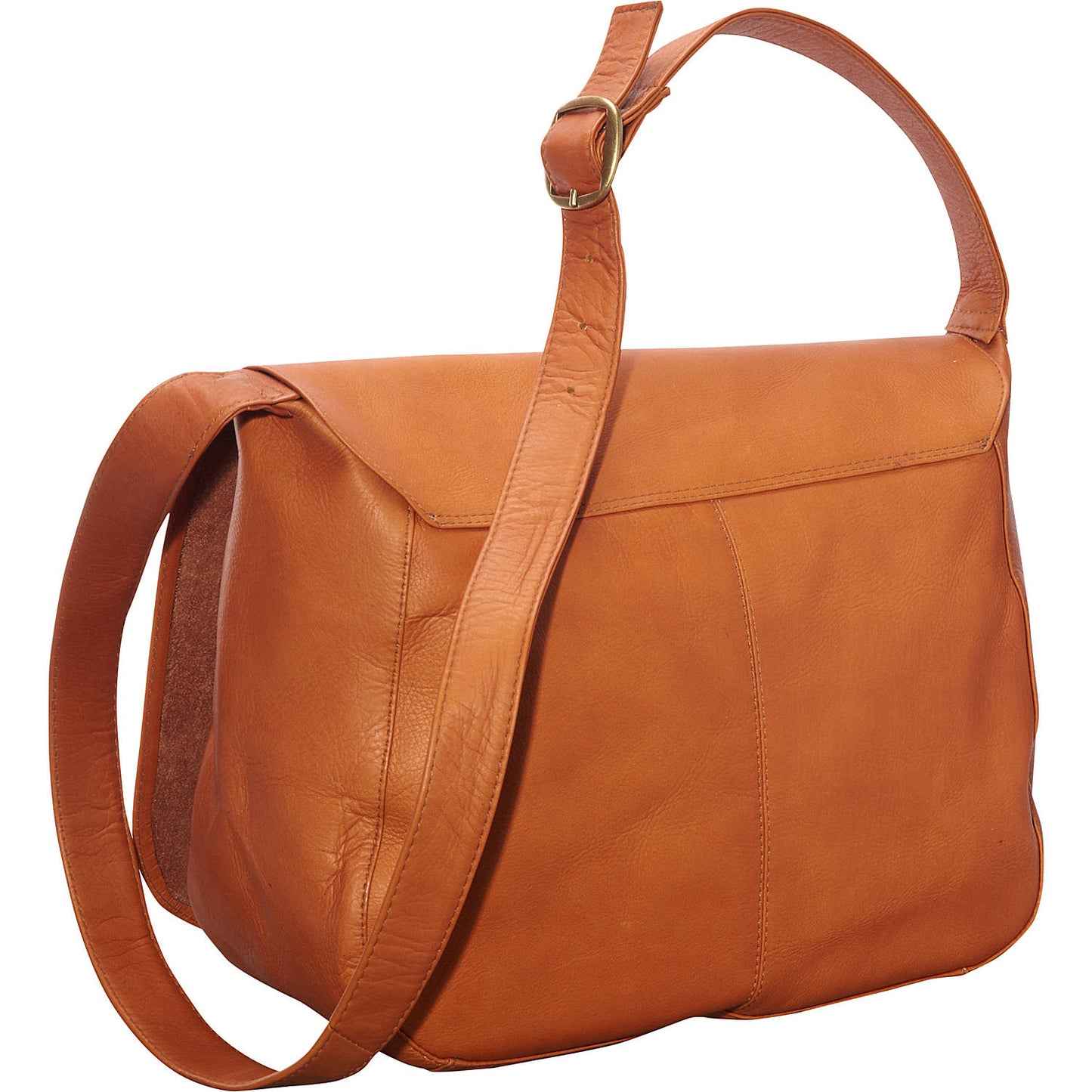 title:Le Donne Leather Classic Full Flap Shoulder Bag;color:CAFE