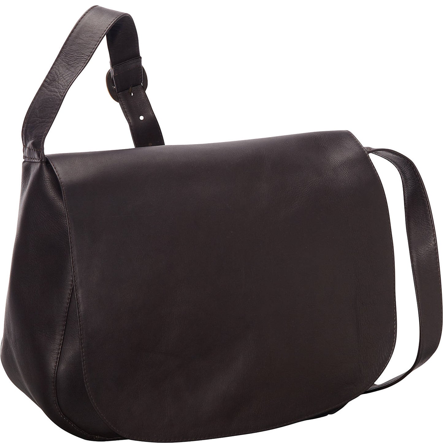 title:Le Donne Leather Classic Full Flap Shoulder Bag;color:CAFE